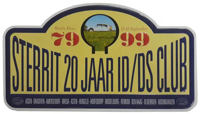 Rallyschild sterrit 1999 "20 jaar ID/DS Club"