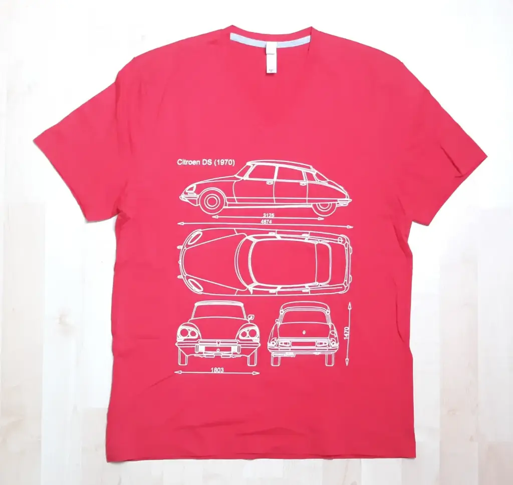 T-shirt Citroën DS Berline 1970, verschillende kleuren, V-hals