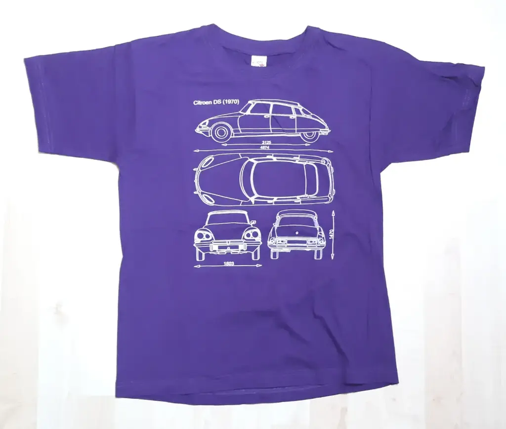 T-shirt Citroën DS Berline 1970, verschillende kleuren, ronde hals, kindermaat