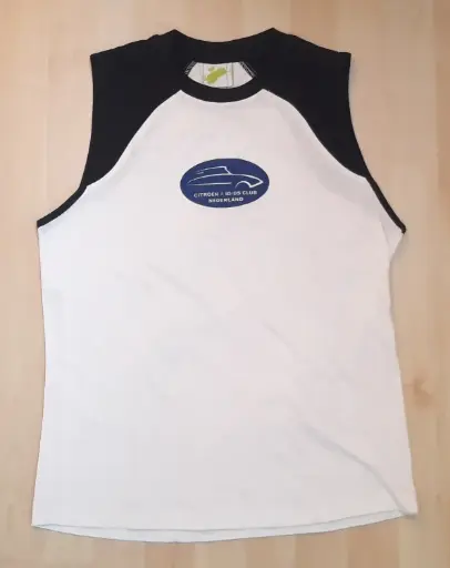 [W16537] Sleeveless shirt logo ID/DS Club, wit-donkerblauw